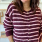 Gilet rayé prune et rose