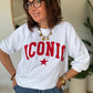 Sweat Iconic blanc et rouge manches 3/4