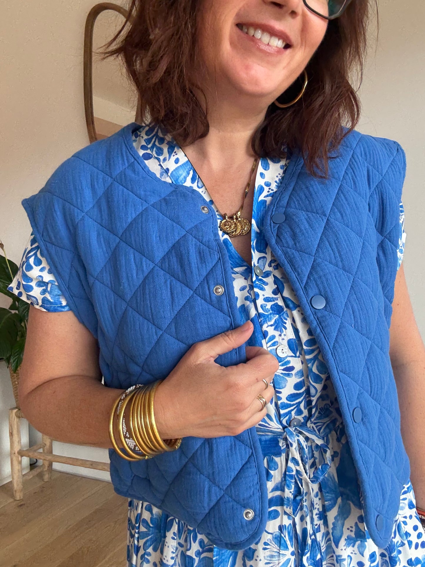 Veste matelassé bleu roi