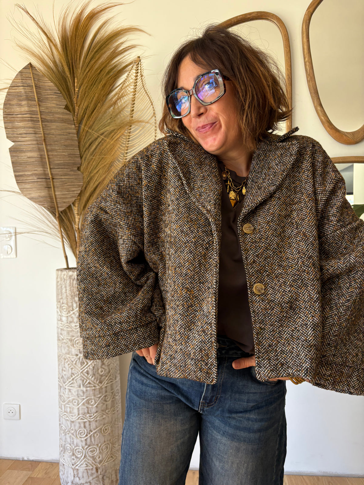 Veste tweed Charlie Marron