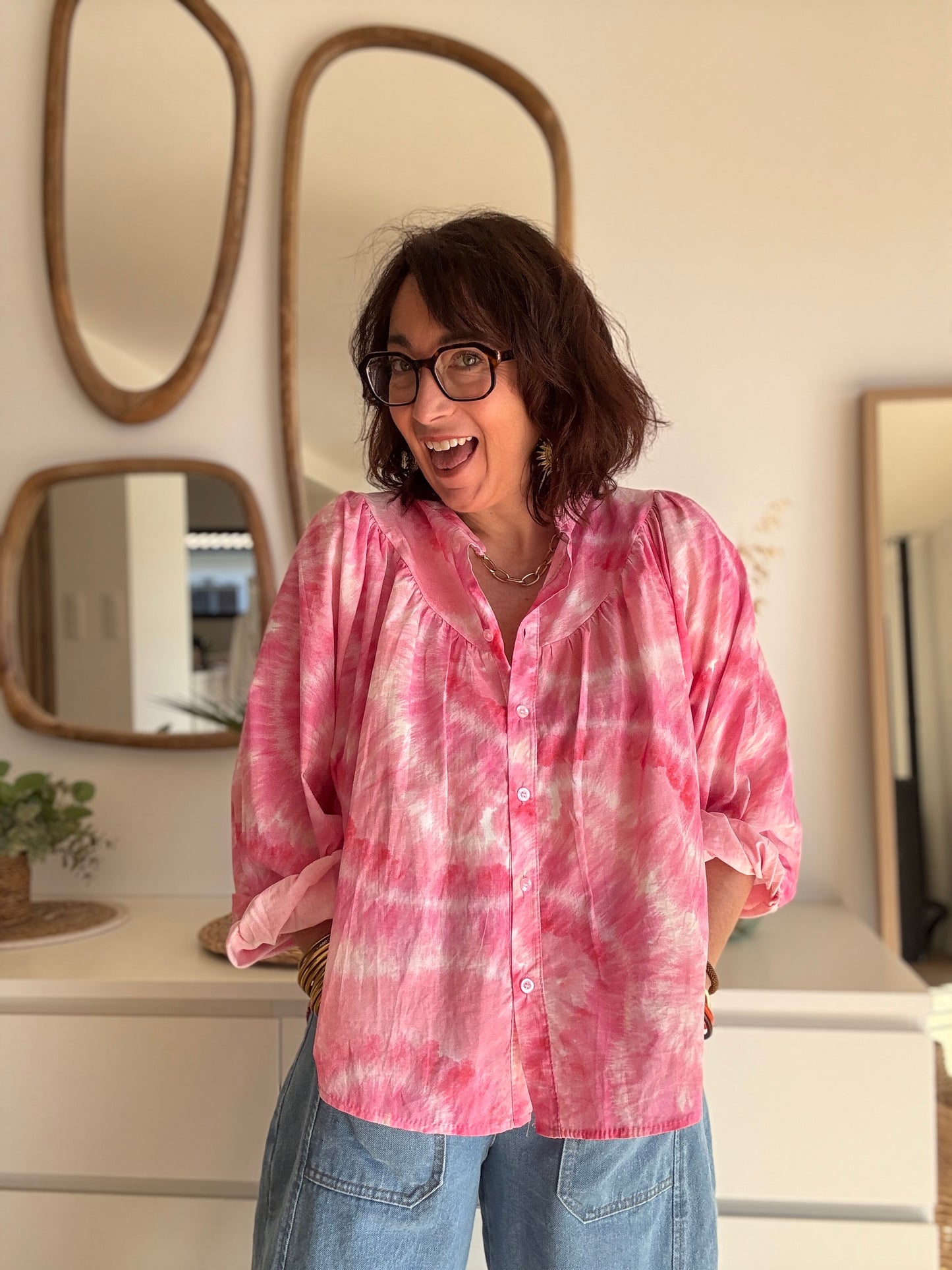 Chemisier pink Tie and Dye