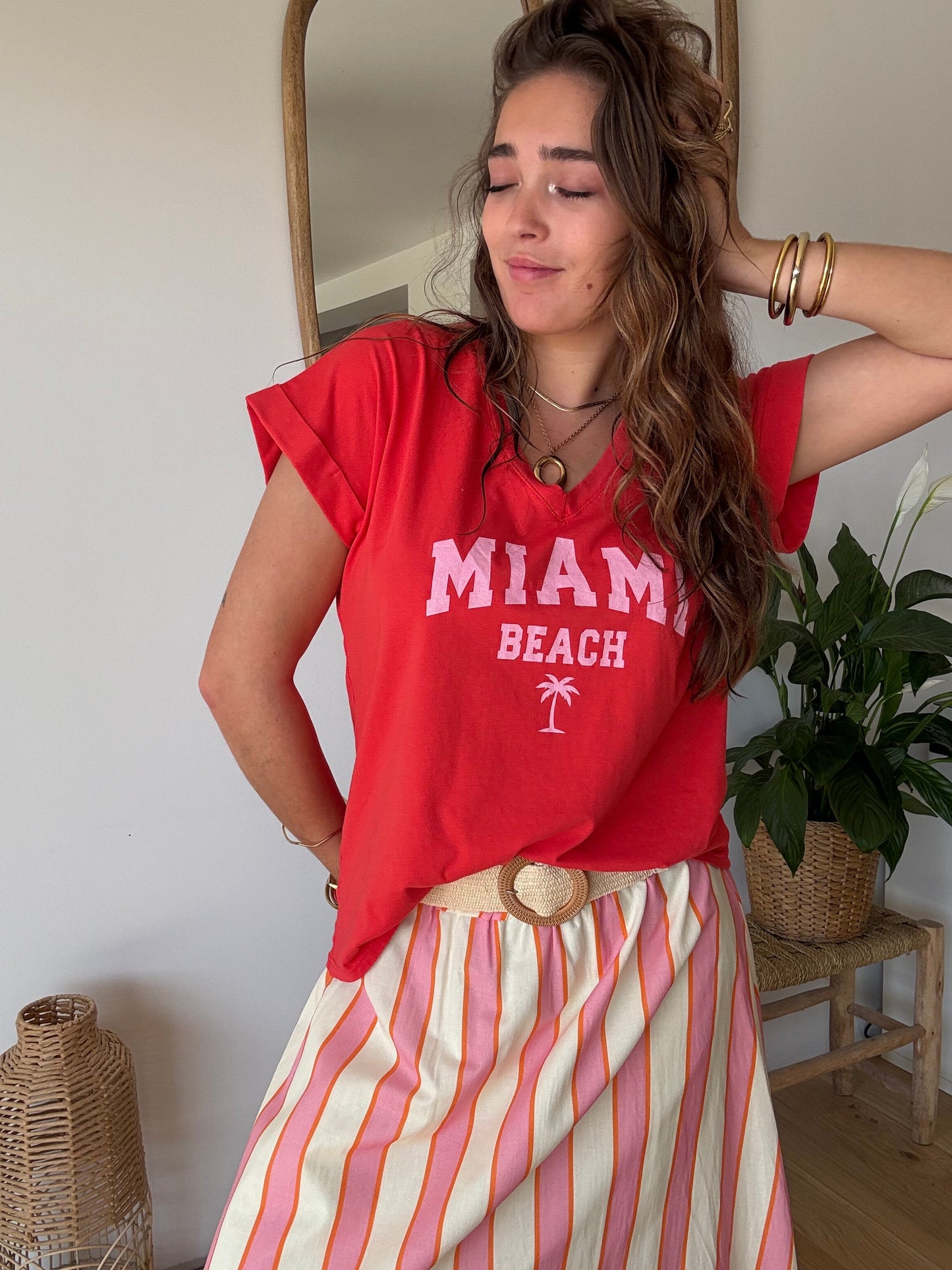 Jupe longue Rayée rosée 💕🍊