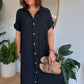 Robe chemise en gaze de coton noir