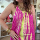 Robe SAMBAIA Fuchsia jaune fluo
