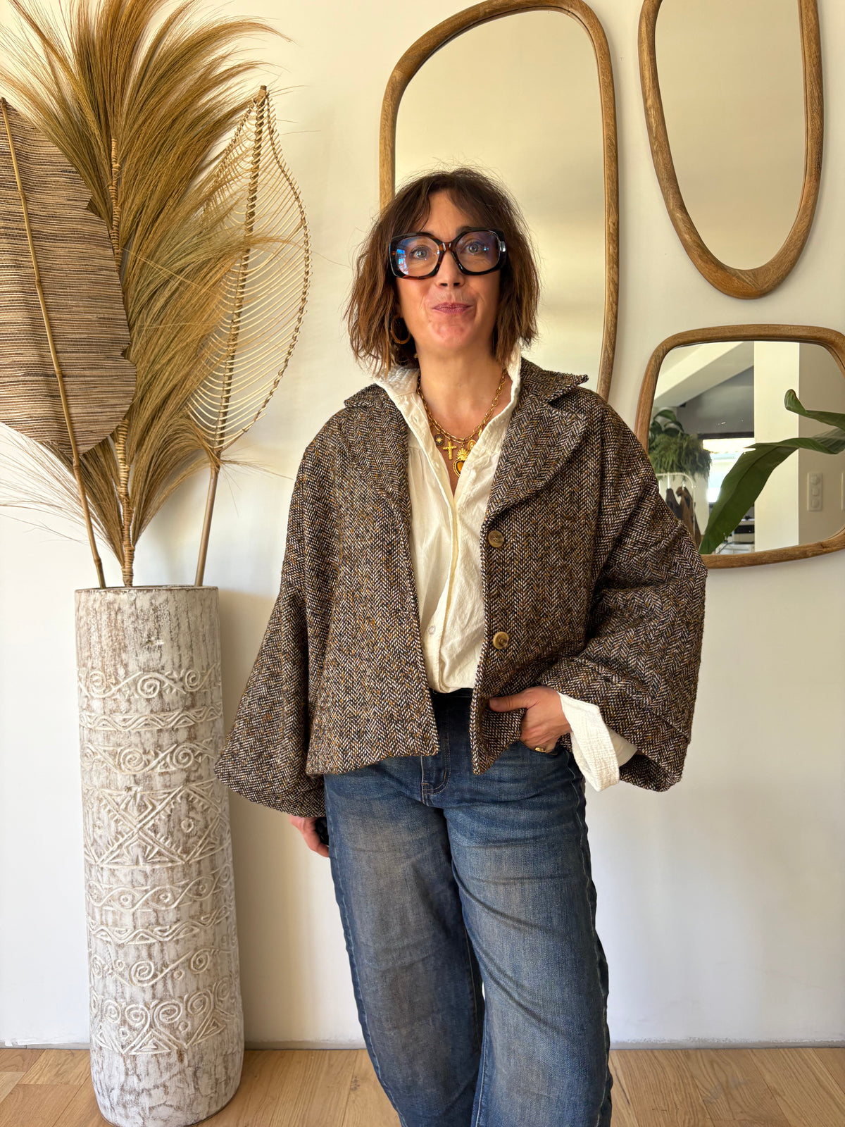 Veste tweed Charlie Marron