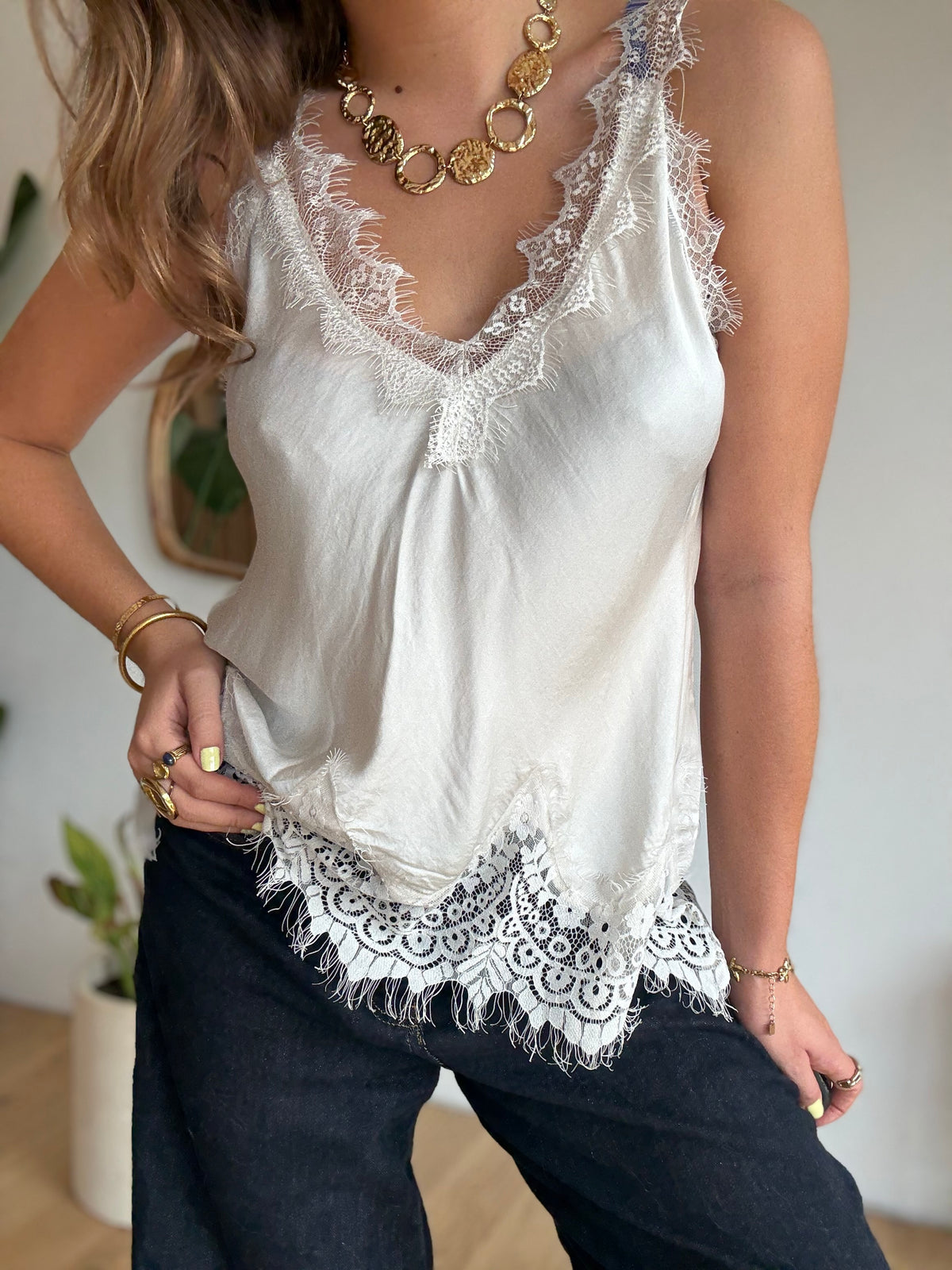 Top Alba dentelle ecru