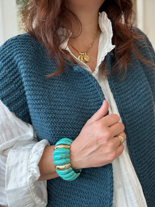 Gilet sans manches cow girl bleu