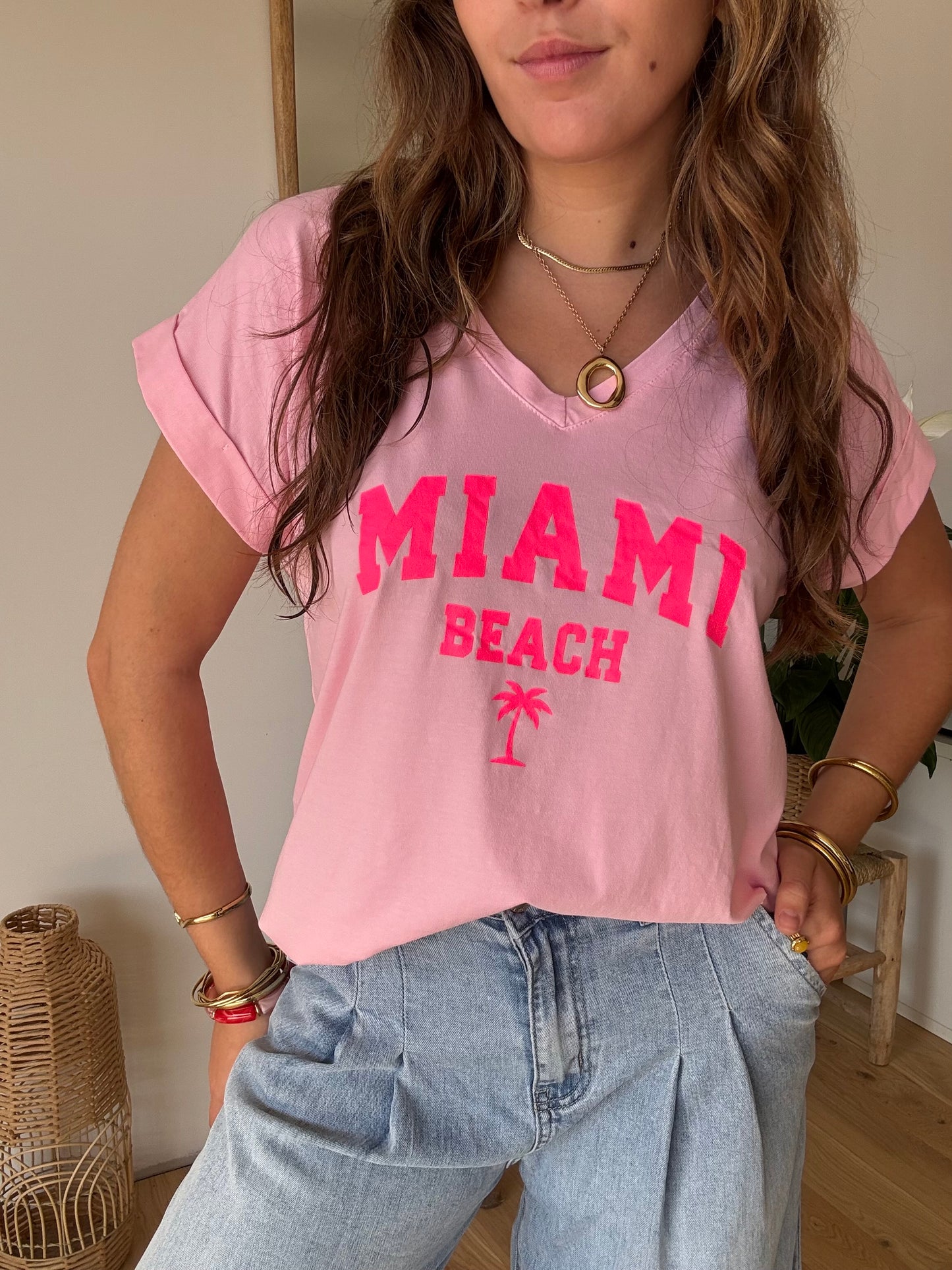 Tee shirt Miami beach rose 💓🌴