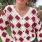 Gilet crochet bordeaux /ecru