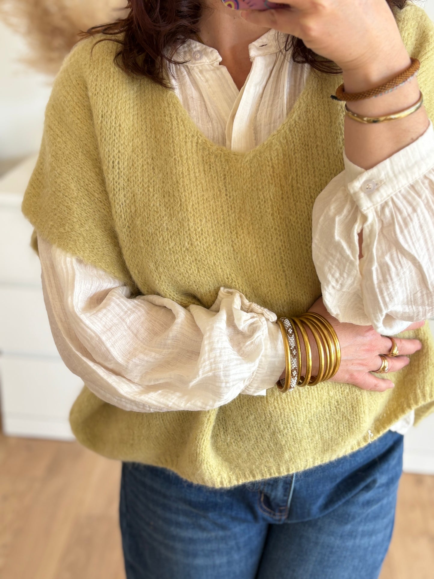 Pull Leon sans manches vert