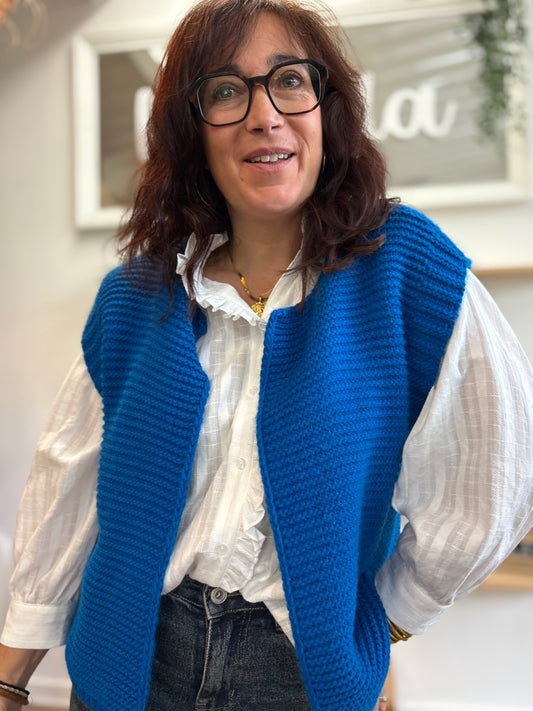 Gilet sans manches cow girl bleu roi