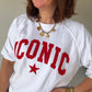 Sweat Iconic blanc et rouge manches 3/4