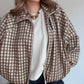 Blouson Clémence – Carreaux écru, camel & marron🍂