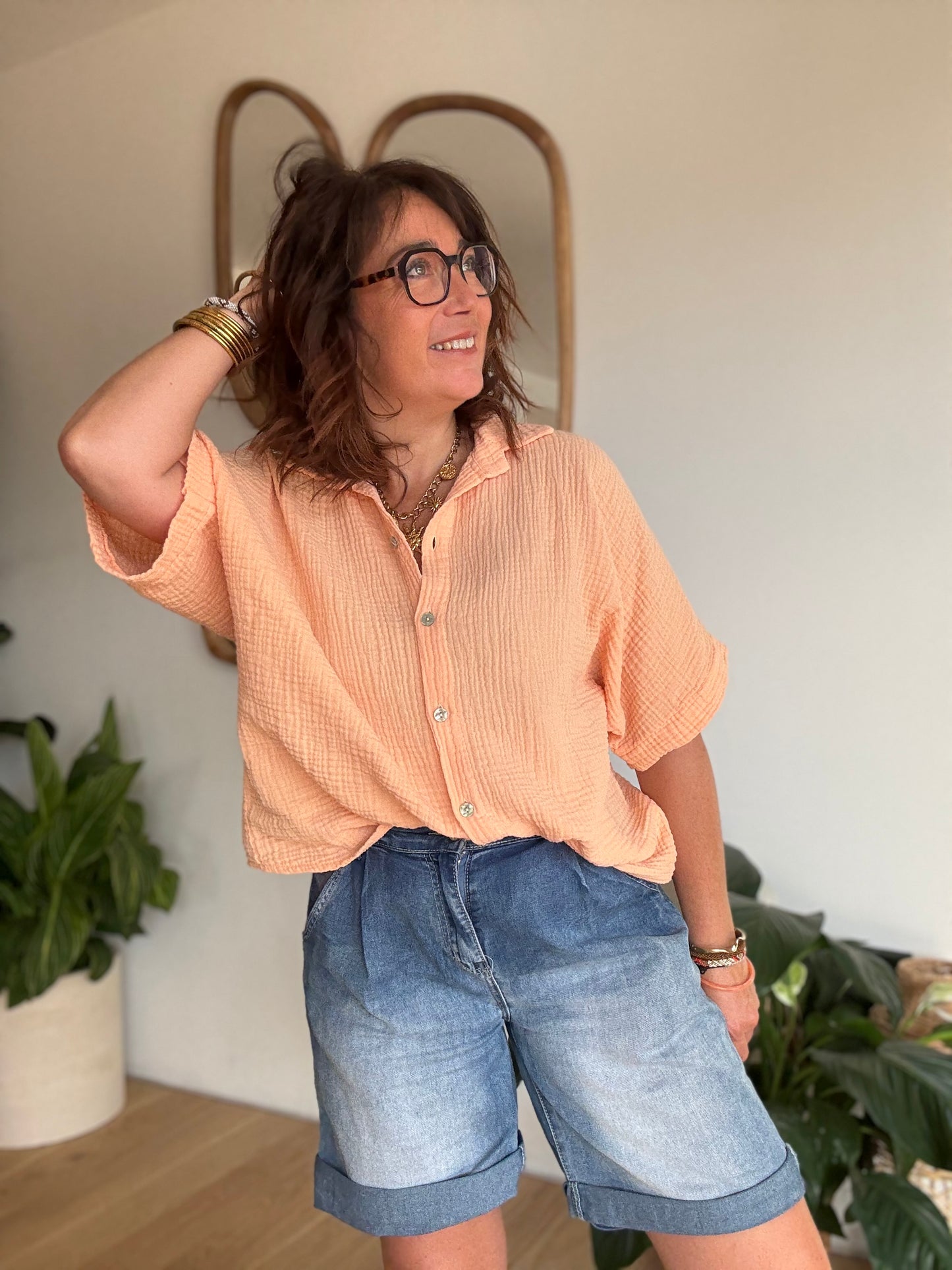 Chemise Gaze de Coton Saumon
