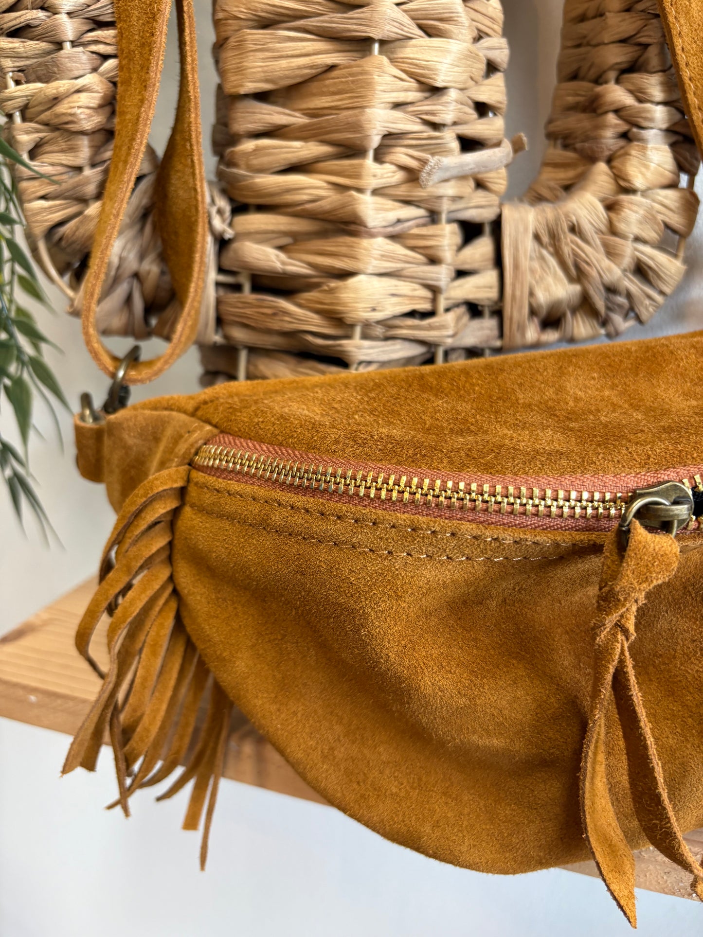 Banane cuir daim camel