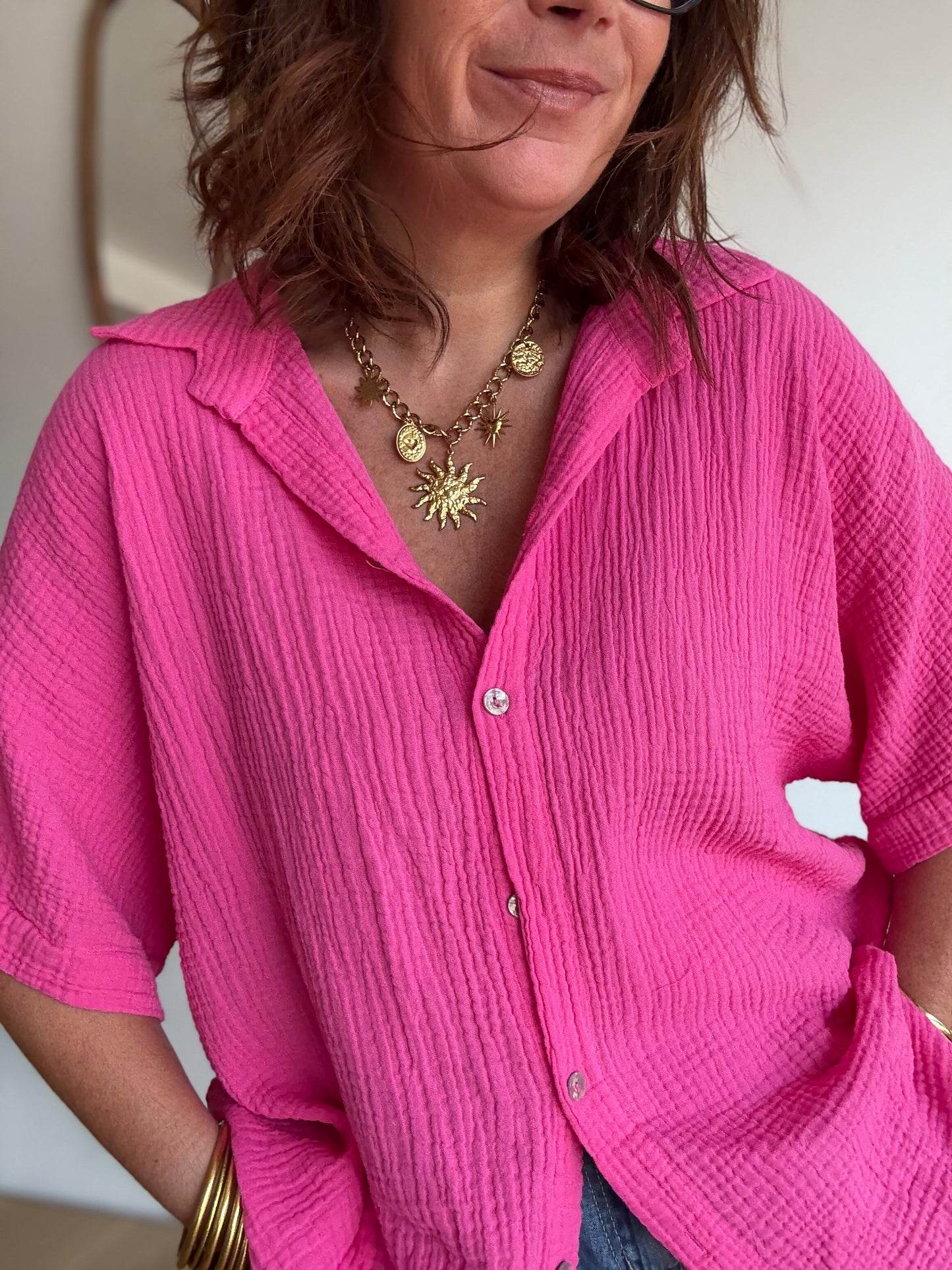 Chemise Gaze de Coton Fuchsia