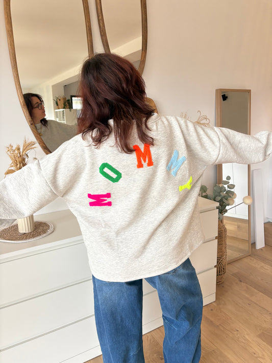 Sweat Mommy gris /fluo