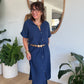 Robe chemise en gaze de coton Marine