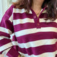 Polo rayé bordeaux