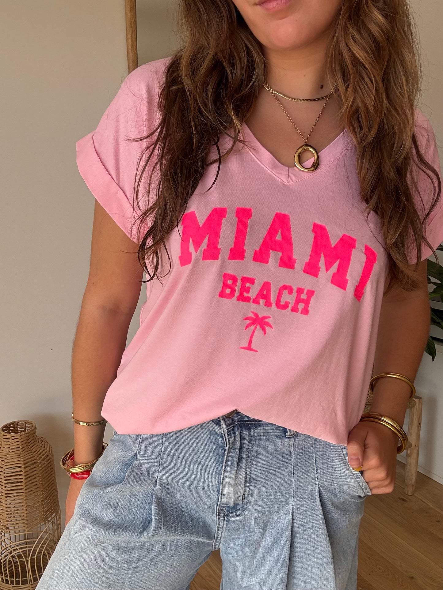 Tee shirt Miami beach rose 💓🌴