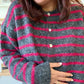 Gilet raye gris framboise