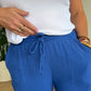 Pantalon palazzo gaze de coton bleu roi