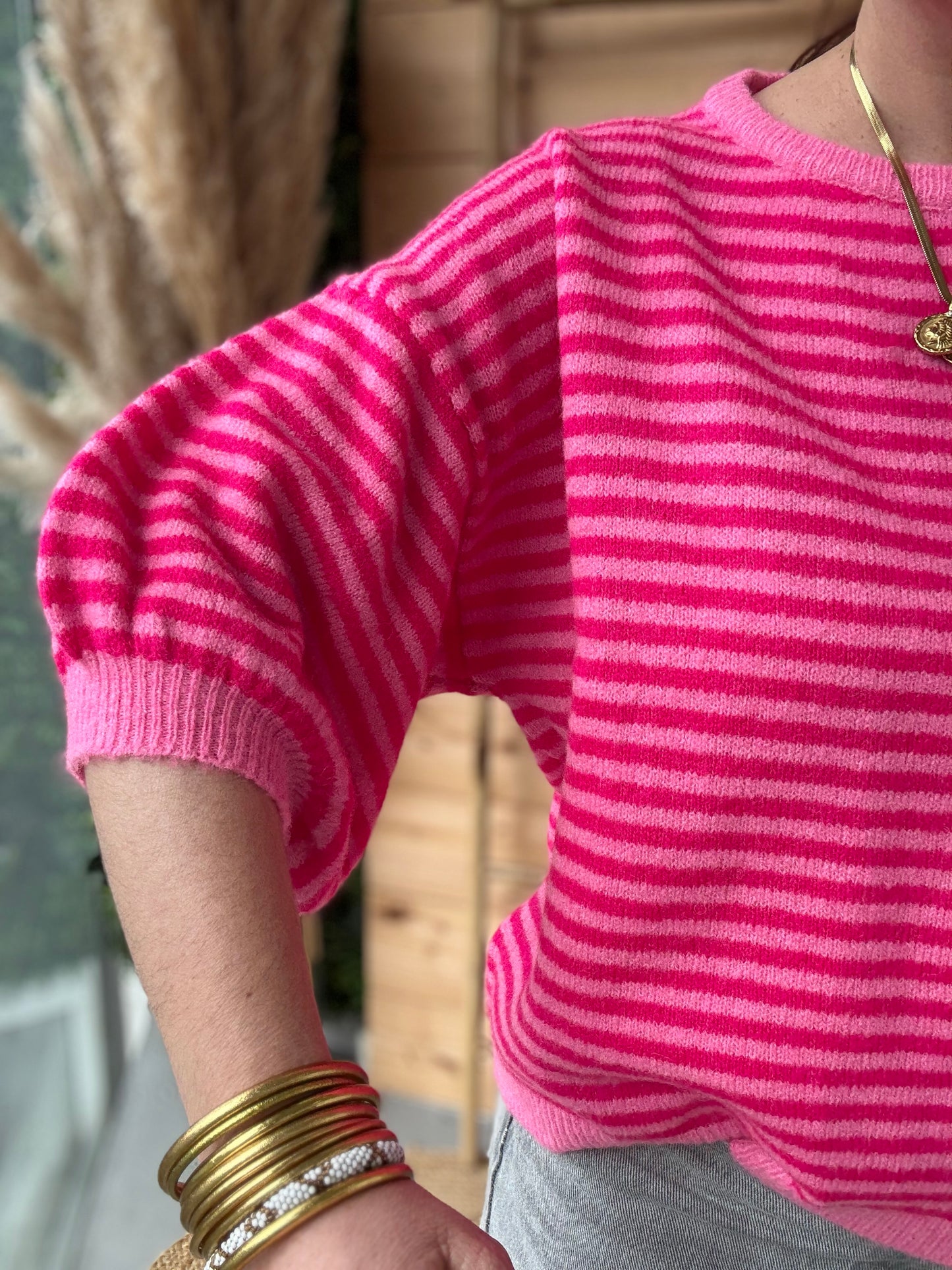 Pull manches courtes Sophie rose fushia
