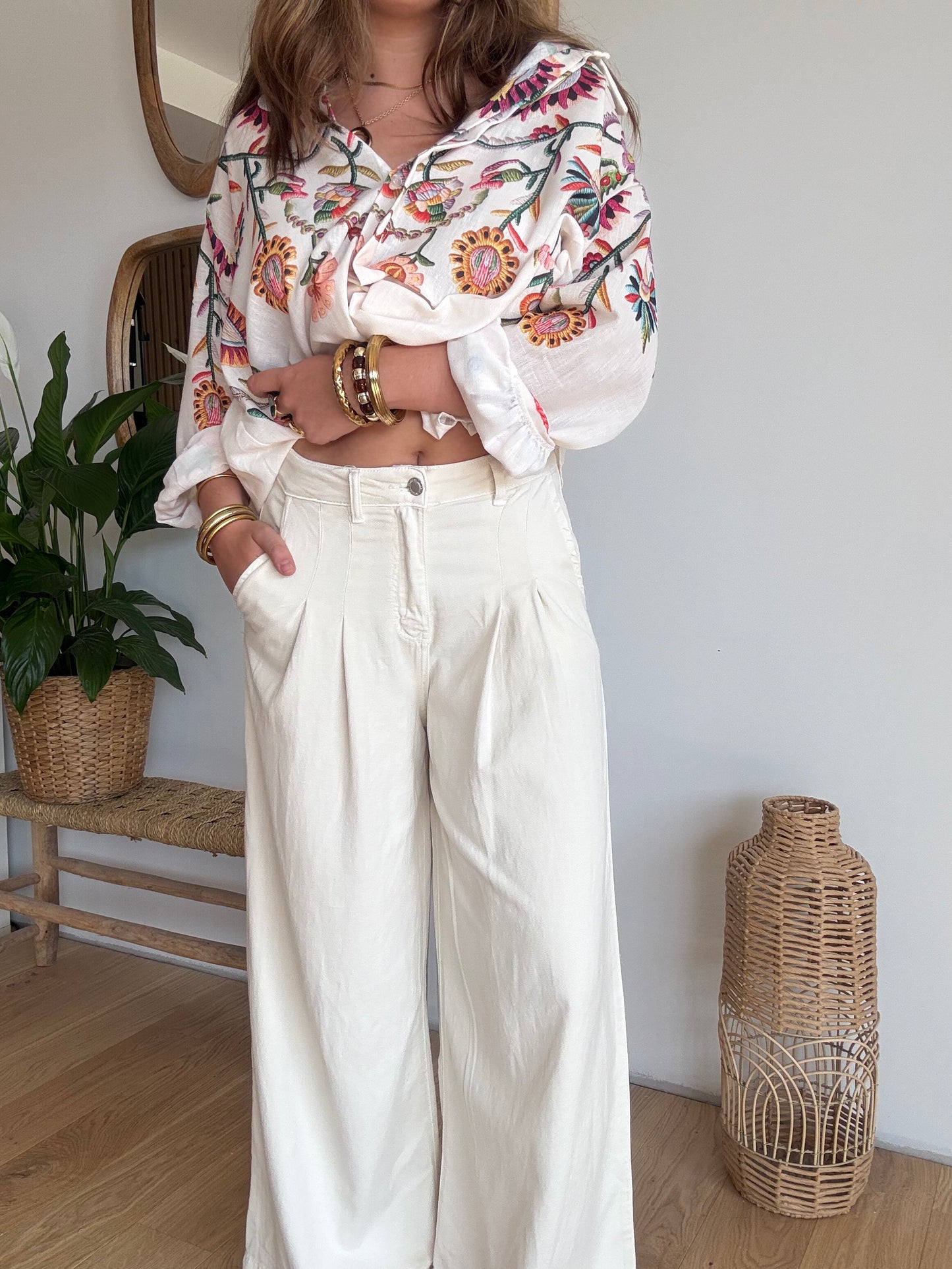 Pantalon large ,léger écru