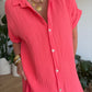 Robe chemise en gaze de coton corail