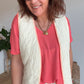 Veste sans manches matelassé écru /corail