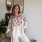 Chemise impression style broderies
