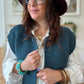 Gilet sans manches cow girl bleu