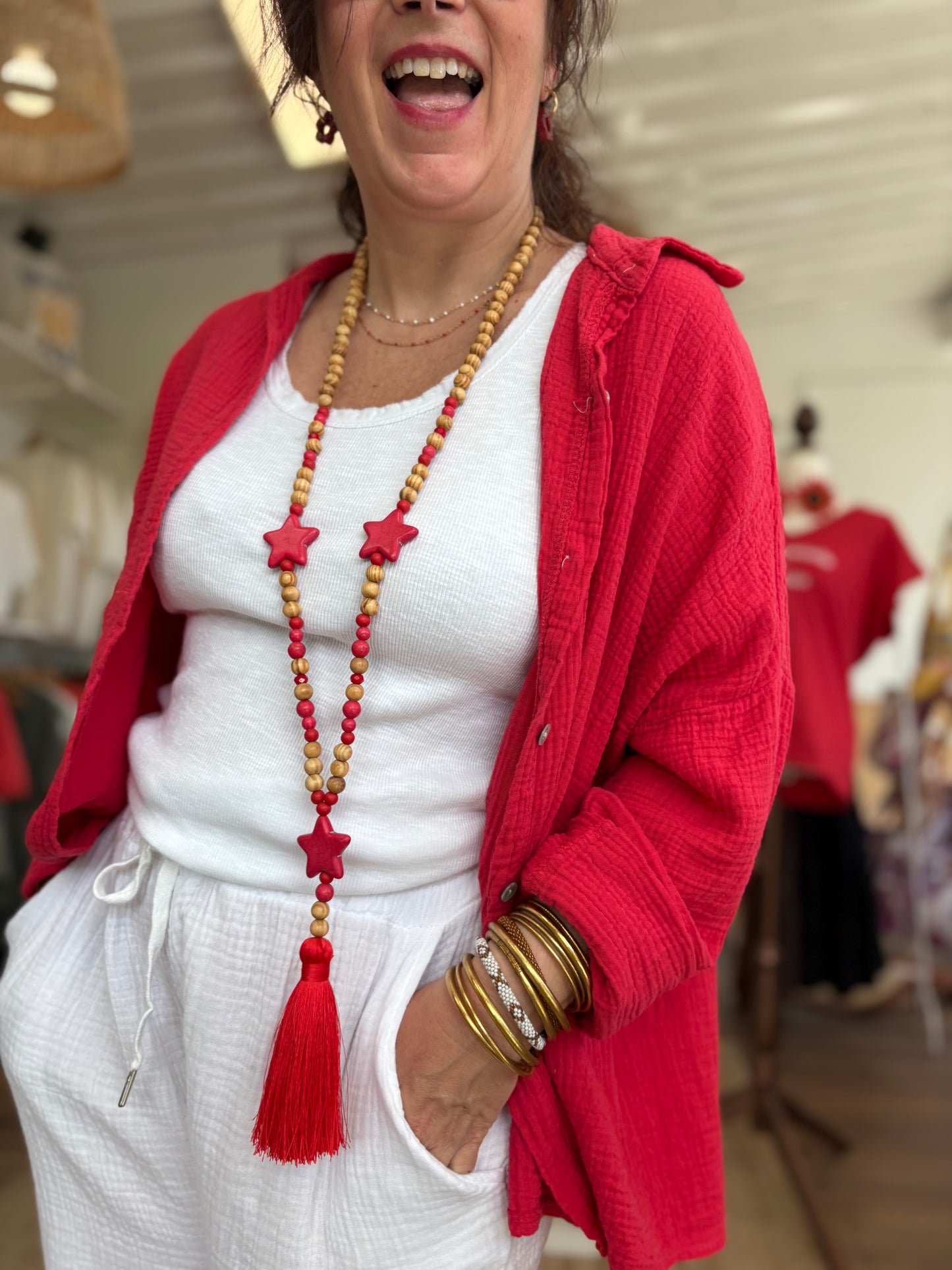 Chemise Gaze de coton Baiona rouge