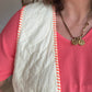 Veste sans manches matelassé écru /corail