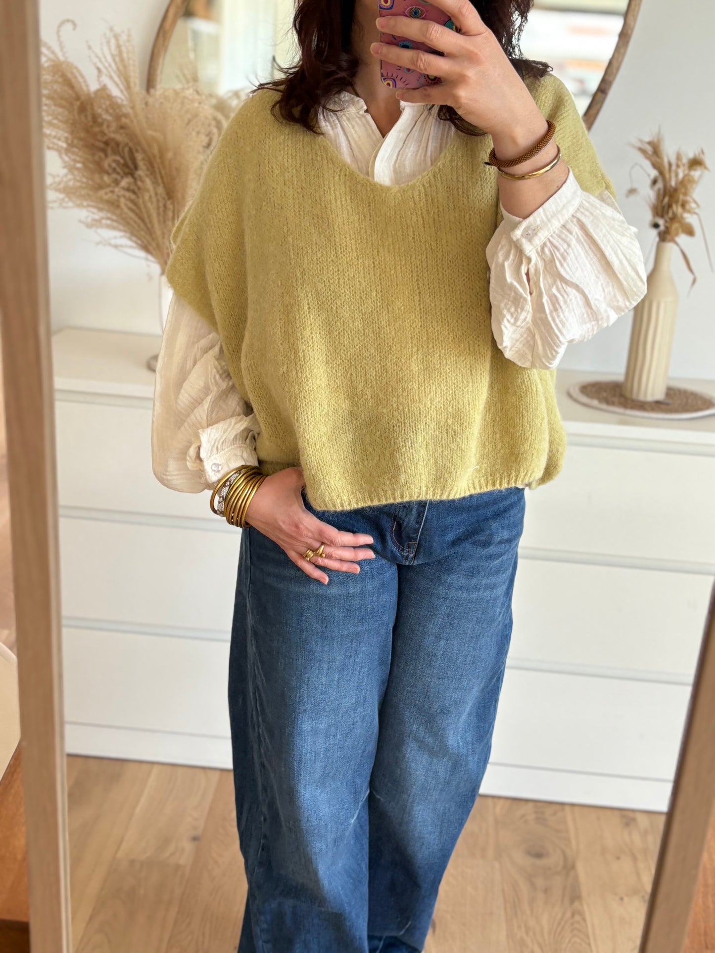 Pull Leon sans manches vert