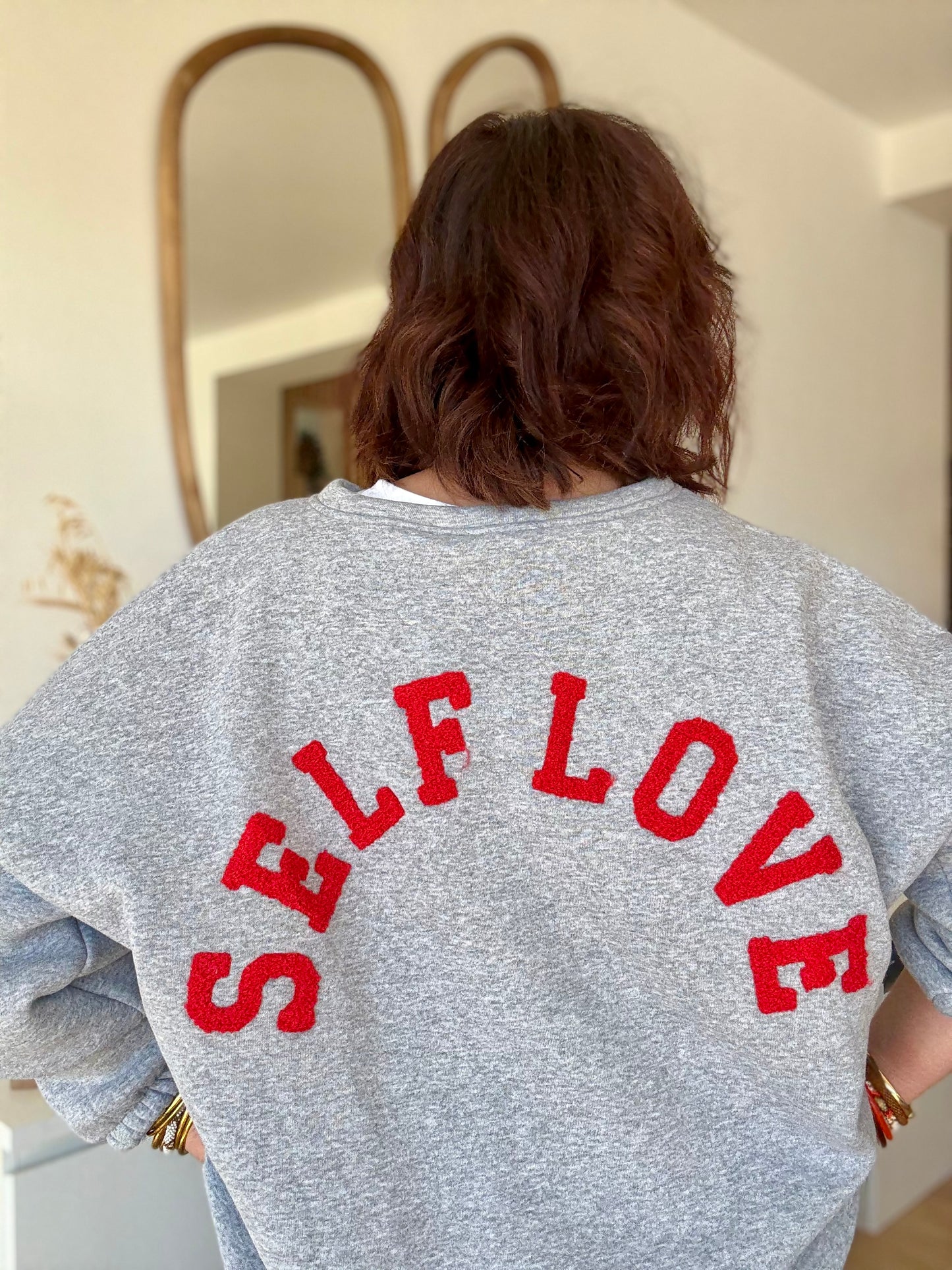 Sweat self Love gris / rouge