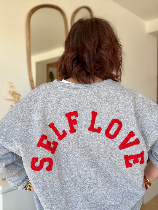 Sweat self Love gris / rouge