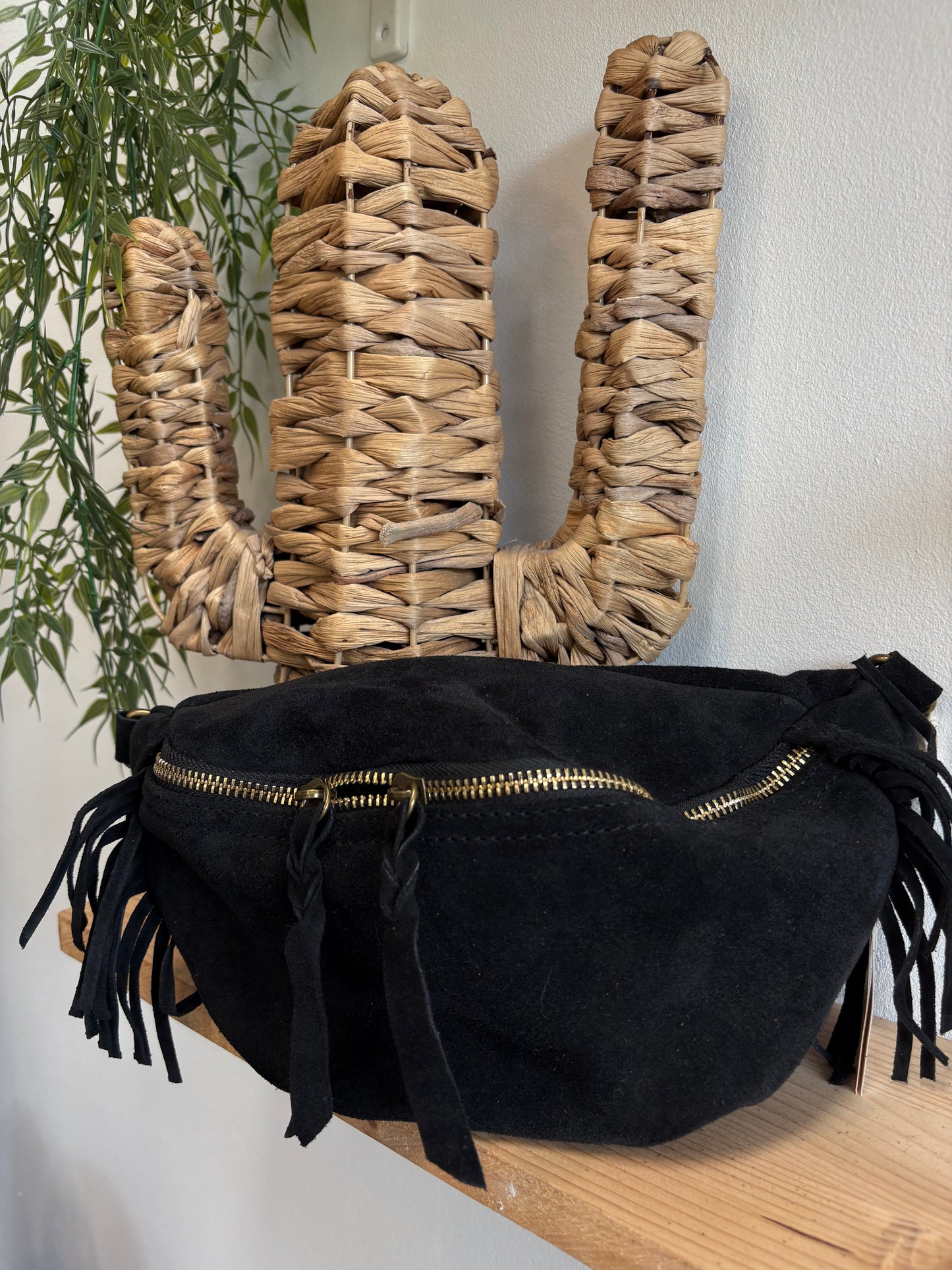 Banane cuir daim noir