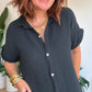 Robe chemise en gaze de coton noir