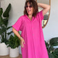 Robe chemise en gaze de coton fuchsia🩷