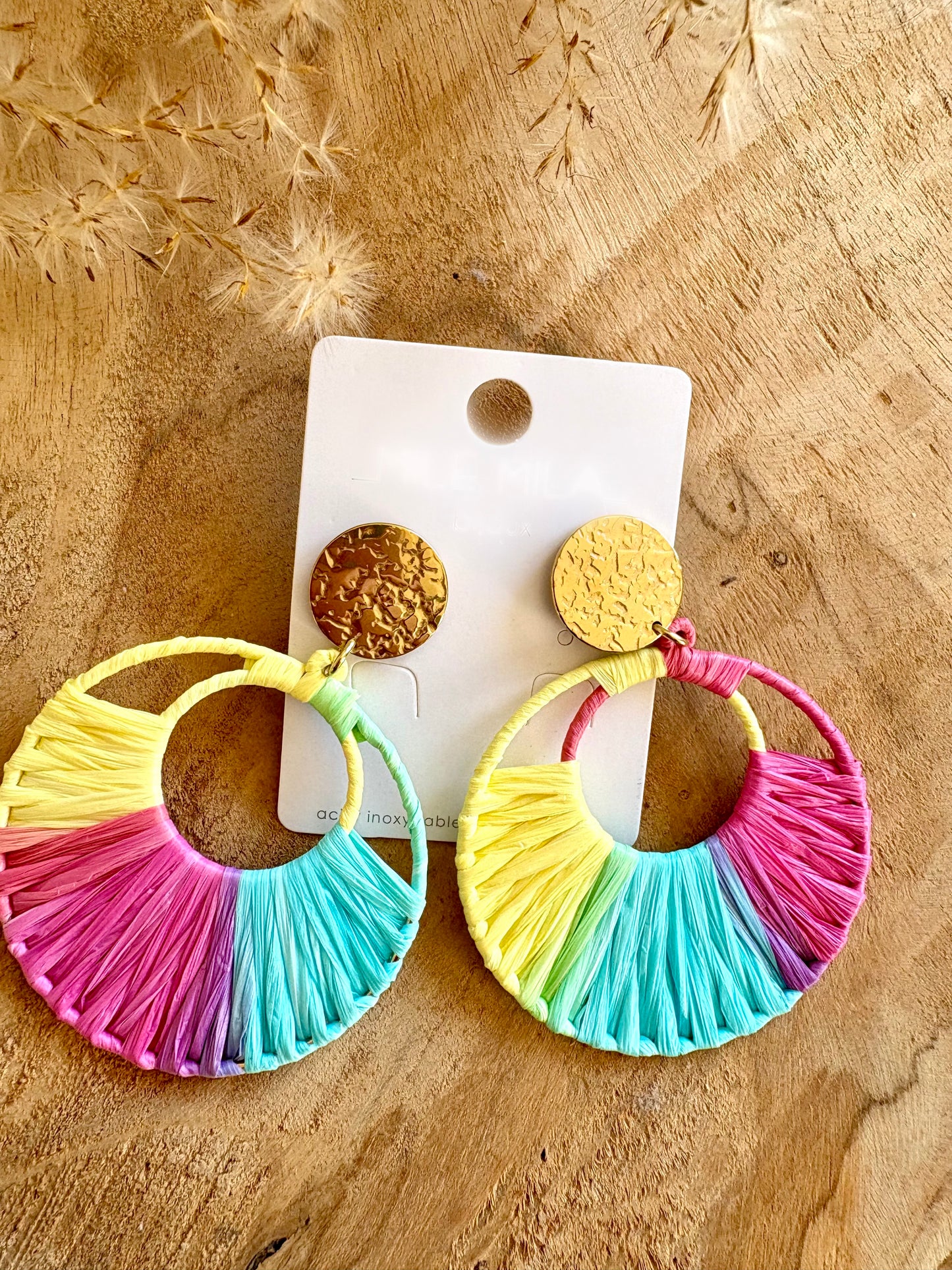 Boucles d’oreilles éventail multicolore