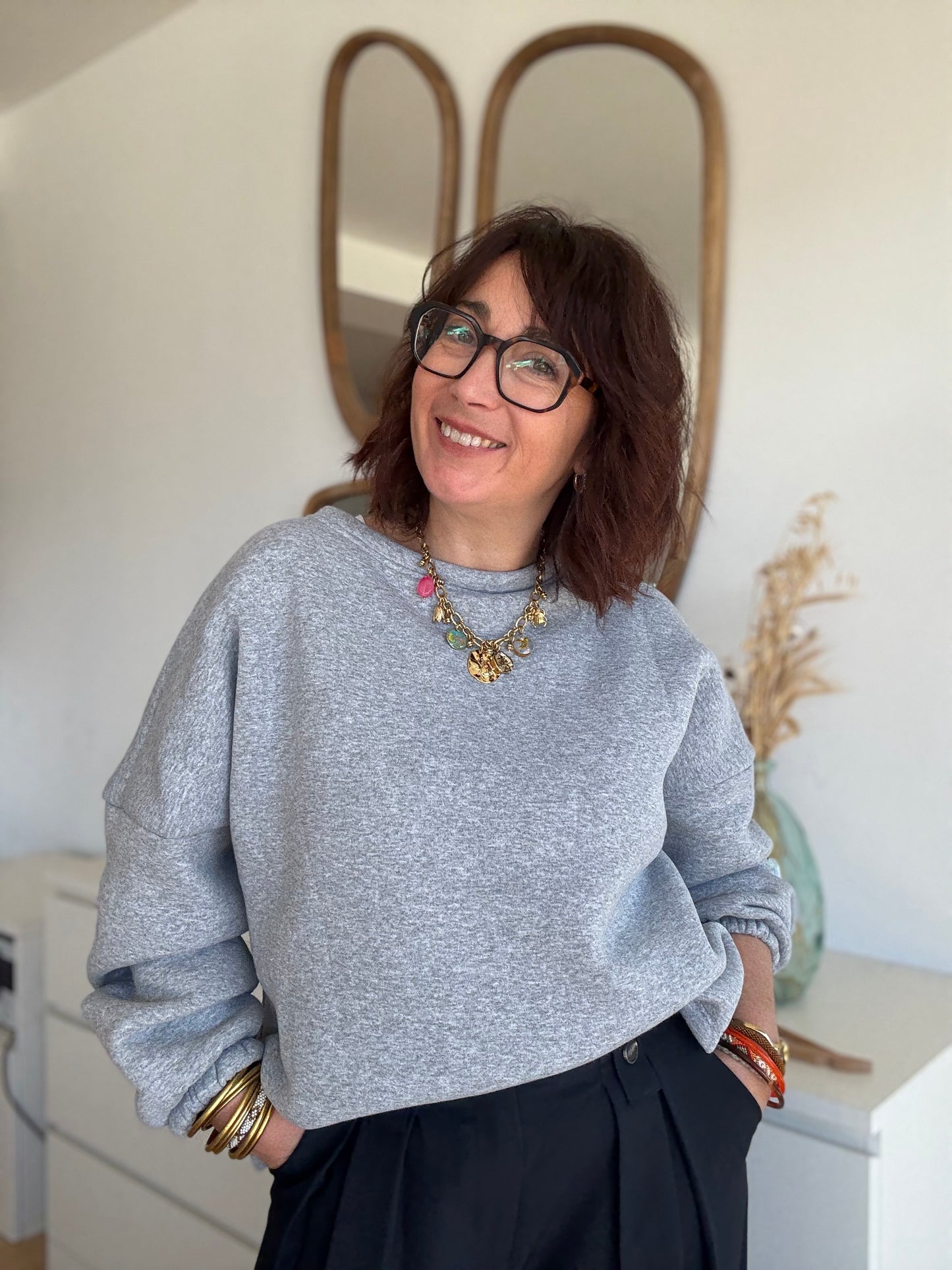 Sweat self Love gris / rouge