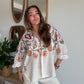 Chemise impression style broderies
