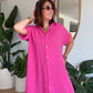 Robe chemise en gaze de coton fuchsia🩷