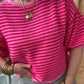 Pull manches courtes Sophie rose fushia