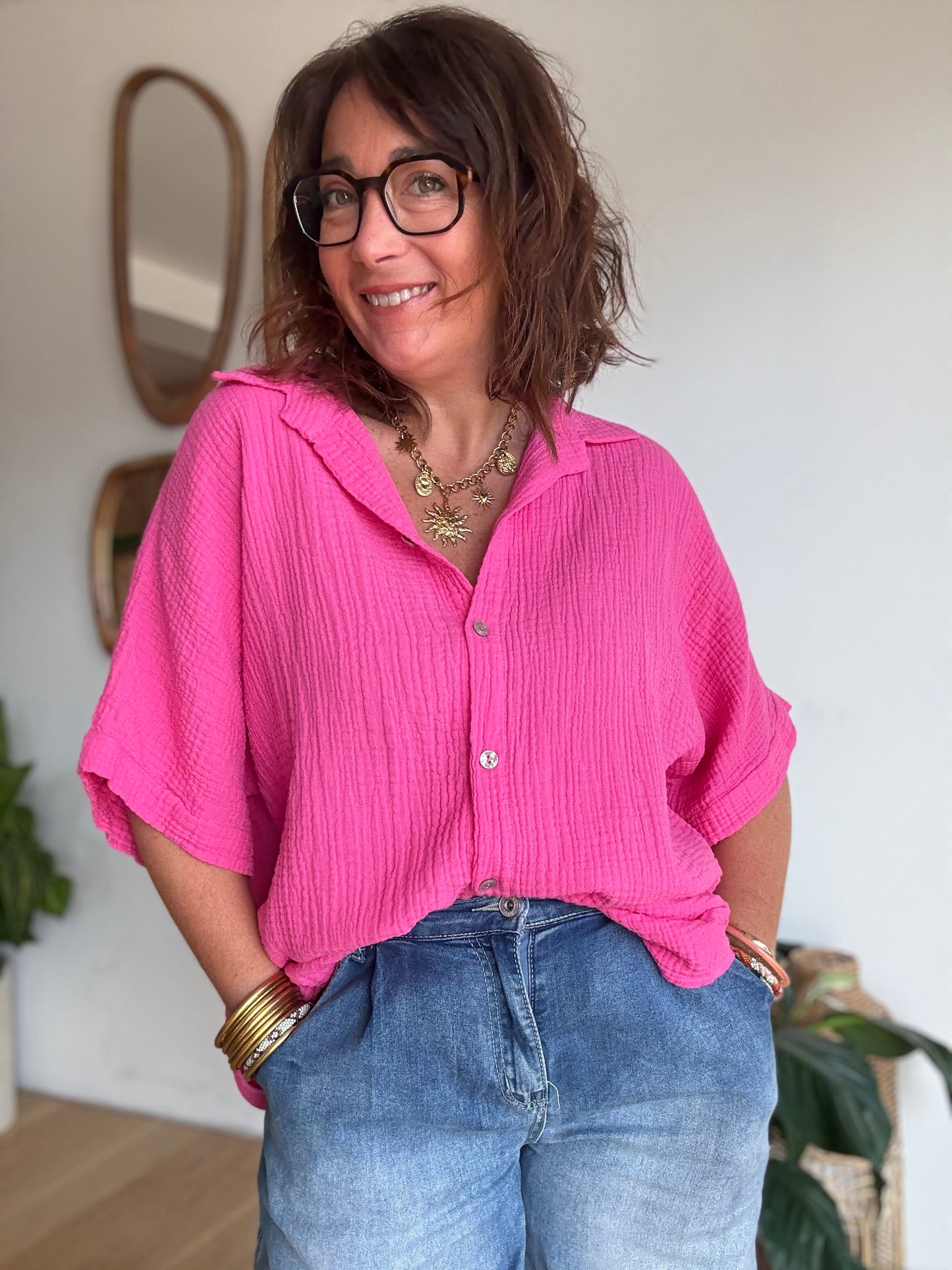 Chemise Gaze de Coton Fuchsia