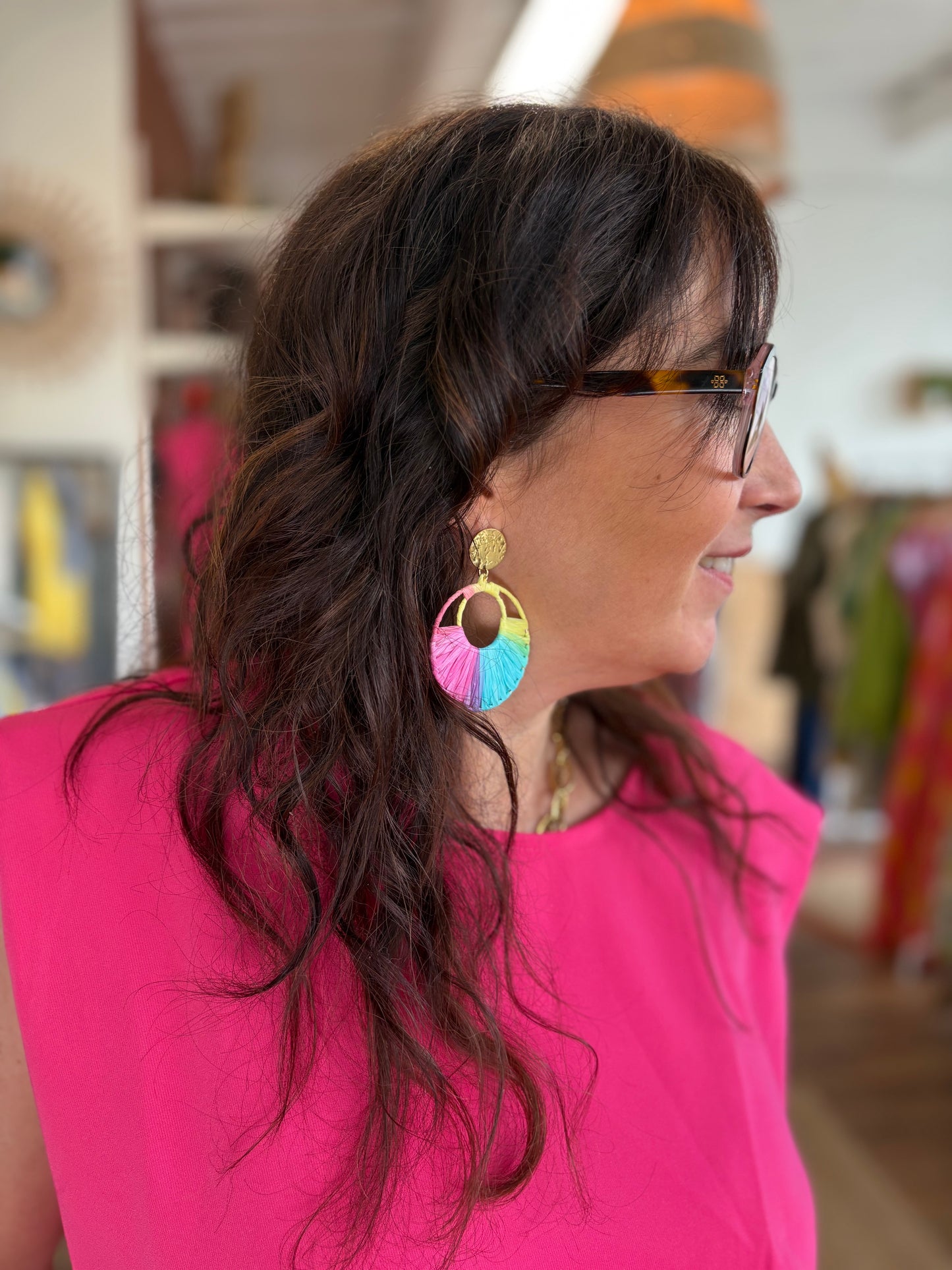 Boucles d’oreilles éventail multicolore
