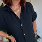 Robe chemise en gaze de coton noir