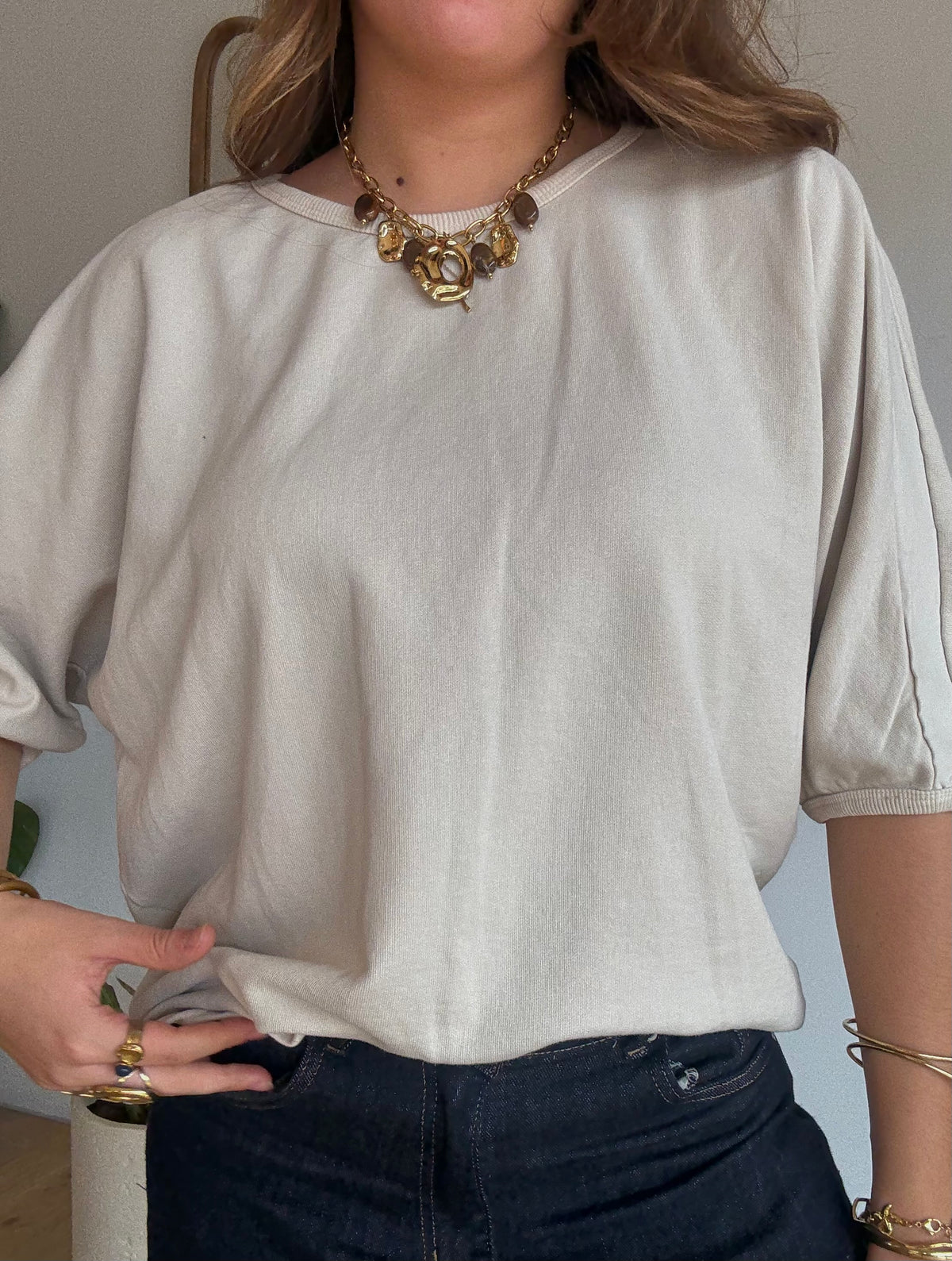 Sweat celeste écru