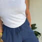 Pantalon palazzo gaze de coton marine